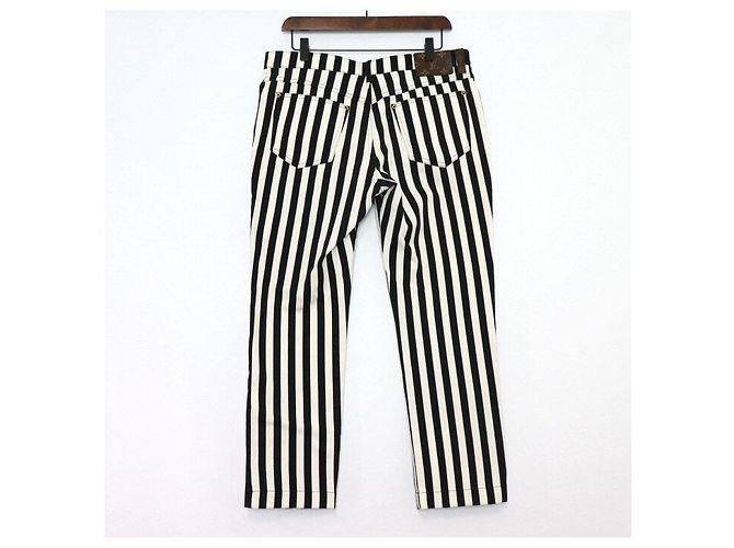 Louis Vuitton Pantalones slim de denim con rayas blancas y negras para mujer Blanco - vista 4