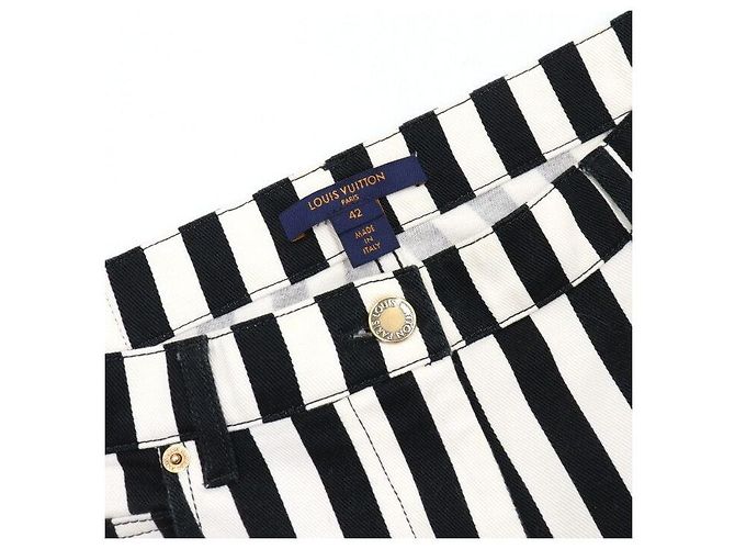 Louis Vuitton Pantalones slim de denim con rayas blancas y negras para mujer Blanco - vista 5