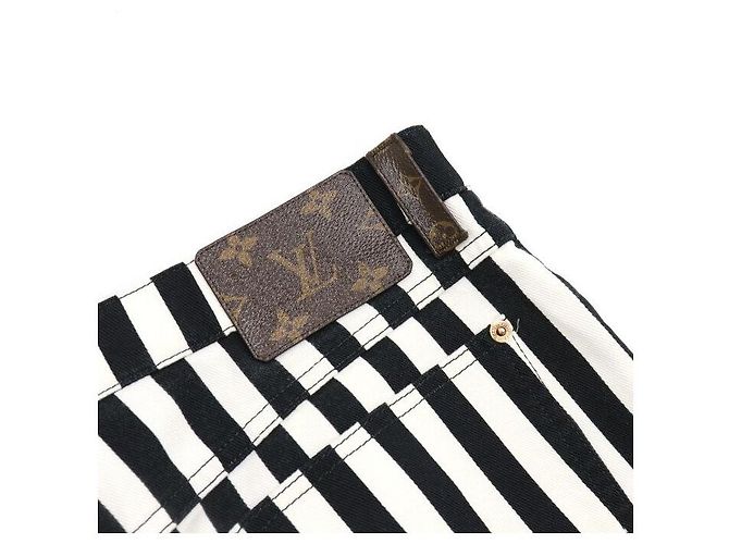 Louis Vuitton Pantalones slim de denim con rayas blancas y negras para mujer Blanco - vista 7