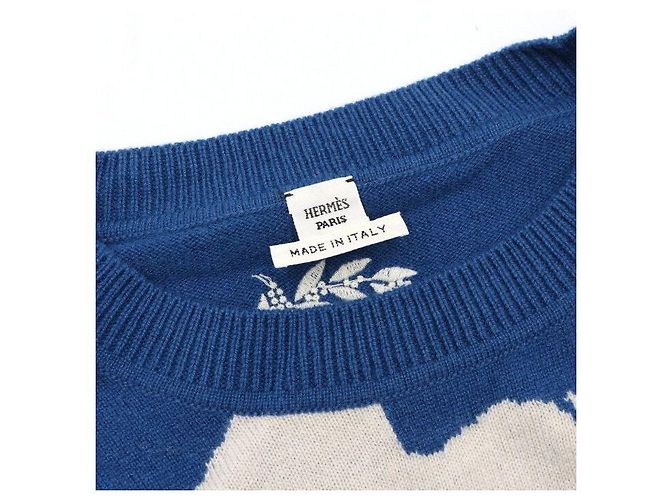 Hermès Maglia a girocollo in cashmere blu da donna - vista 5