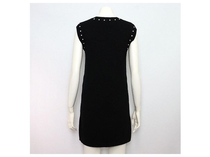 Chanel Abito da donna in cotone e cashmere nero con dettagli di perle - vista 4