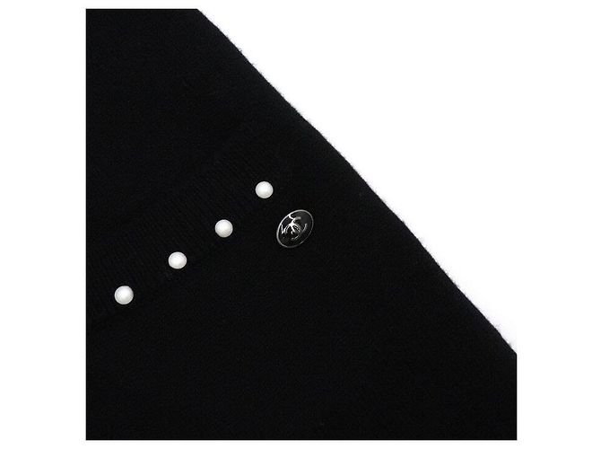 Chanel Abito da donna in cotone e cashmere nero con dettagli di perle - vista 6