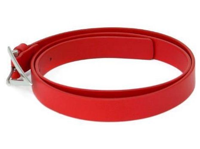 Bottega Veneta Triangle Red Leather Silver Belt - view 2