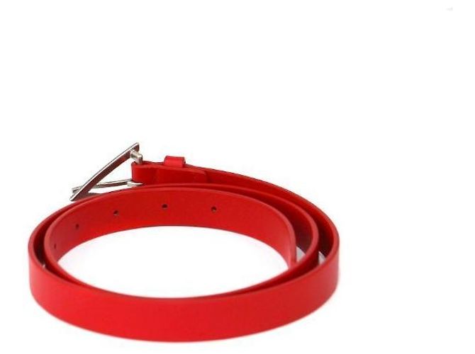 Bottega Veneta Triangle Red Leather Silver Belt - view 3