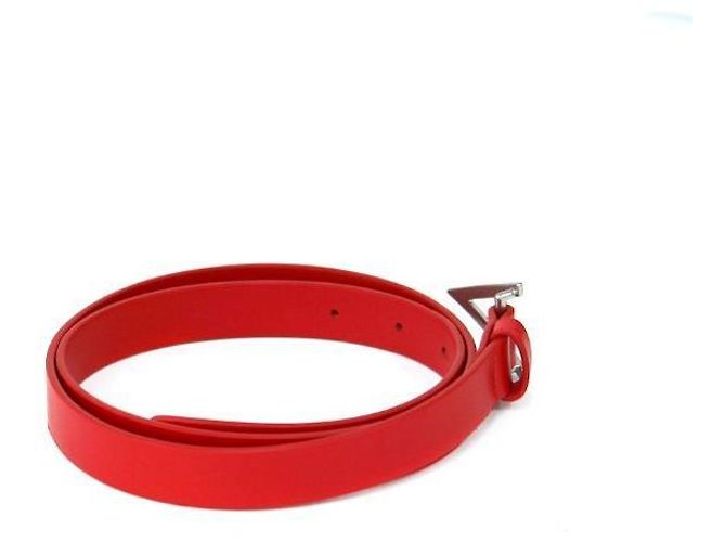 Bottega Veneta Triangle Red Leather Silver Belt - view 4