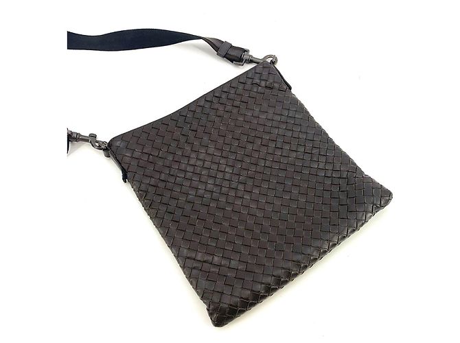 Bottega Veneta Borsa Messenger Intrecciato Crossbody Marrone - vista 11