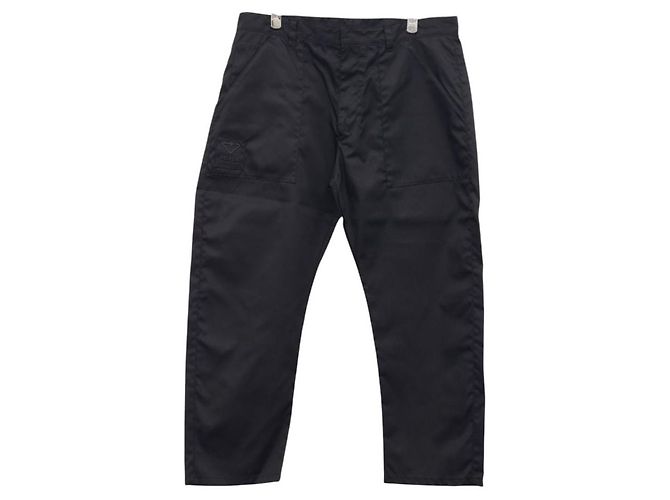 Prada Pantaloni in nylon da uomo con logo triangle non utilizzati Nero - vista 4