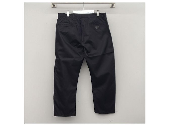 Prada Pantaloni in nylon da uomo con logo triangle non utilizzati Nero - vista 7