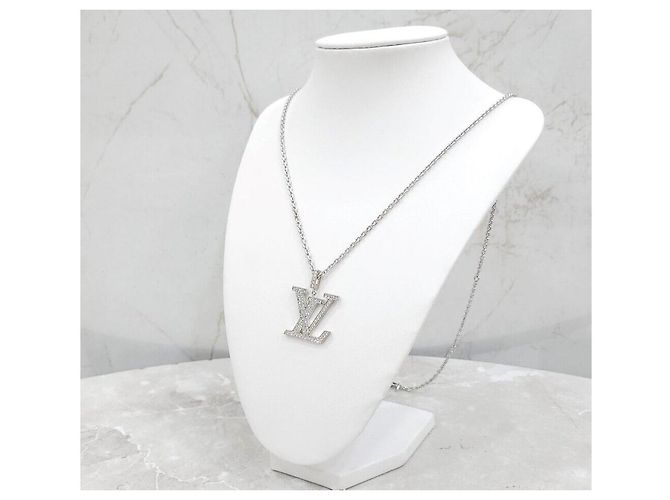 Louis Vuitton Collana con pendente LV in oro bianco e diamanti Argento - vista 2
