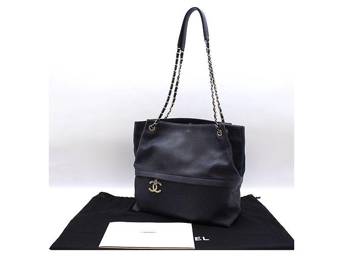 Chanel Borsa a tracolla Navy Caviar House and Carry Gold-tone Blu - vista 2