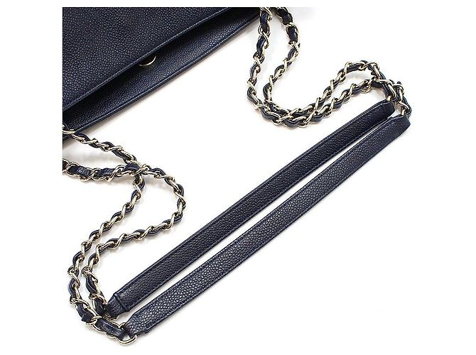 Chanel Borsa a tracolla Navy Caviar House and Carry Gold-tone Blu - vista 6