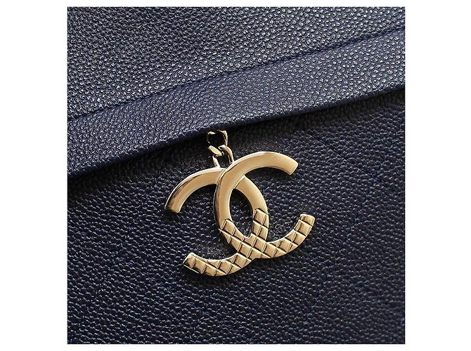 Chanel Borsa a tracolla Navy Caviar House and Carry Gold-tone Blu - vista 9