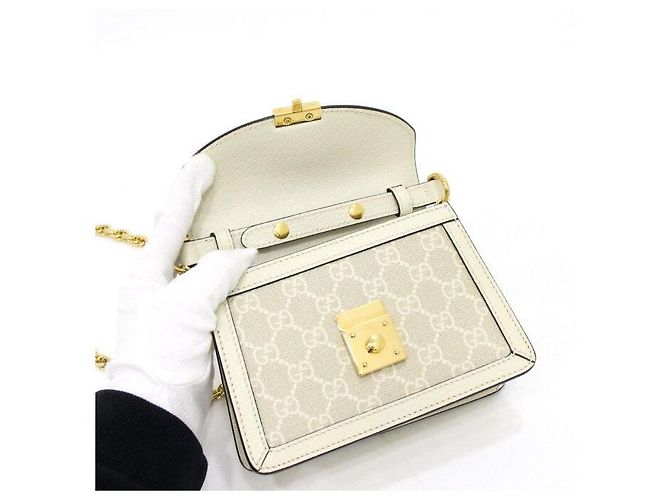 Gucci Borsa a tracolla e crossbody Ophidia GG Mini Chain Bianco - vista 5