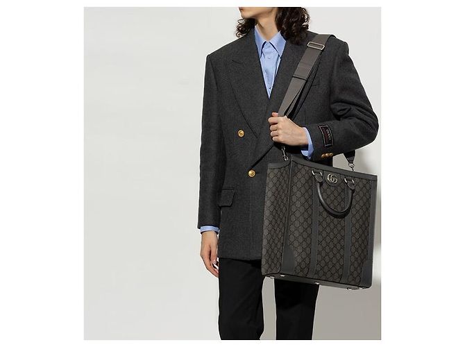 Gucci Borsa Tote Ophidia Grey GG Supreme Marrone - vista 10