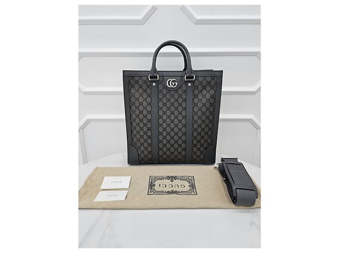 Gucci Borsa Tote Ophidia Grey GG Supreme Marrone - vista 9