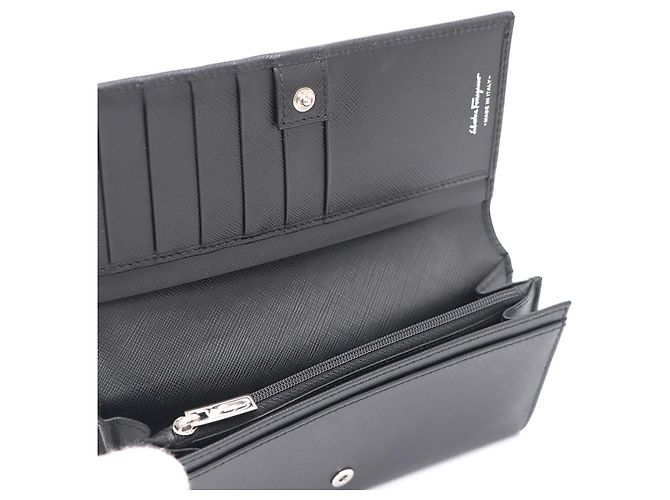 Salvatore Ferragamo Langer Gancini Geldbeutel Silber Schwarz - Ansicht 12