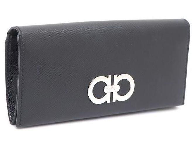 Salvatore Ferragamo Langer Gancini Geldbeutel Silber Schwarz - Ansicht 2