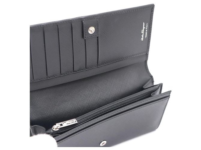 Salvatore Ferragamo Langer Gancini Geldbeutel Silber Schwarz - Ansicht 6