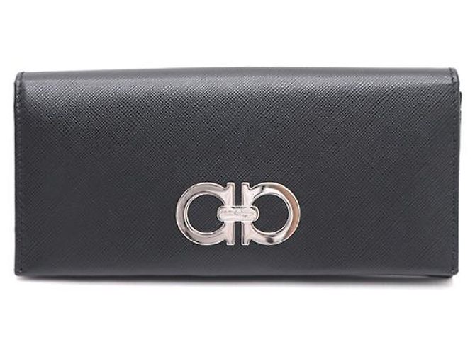 Salvatore Ferragamo Langer Gancini Geldbeutel Silber Schwarz - Ansicht 7