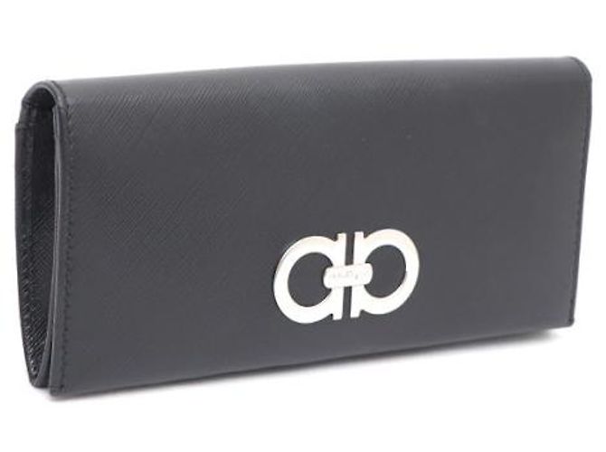 Salvatore Ferragamo Langer Gancini Geldbeutel Silber Schwarz - Ansicht 8