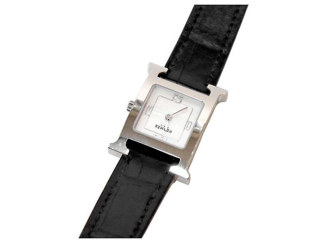 Hermès Quarz-Uhr mit Stundenanzeige Weiß - Ansicht 7