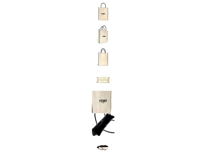 Fendi Borsa Shopping Beige Bianco - vista 2