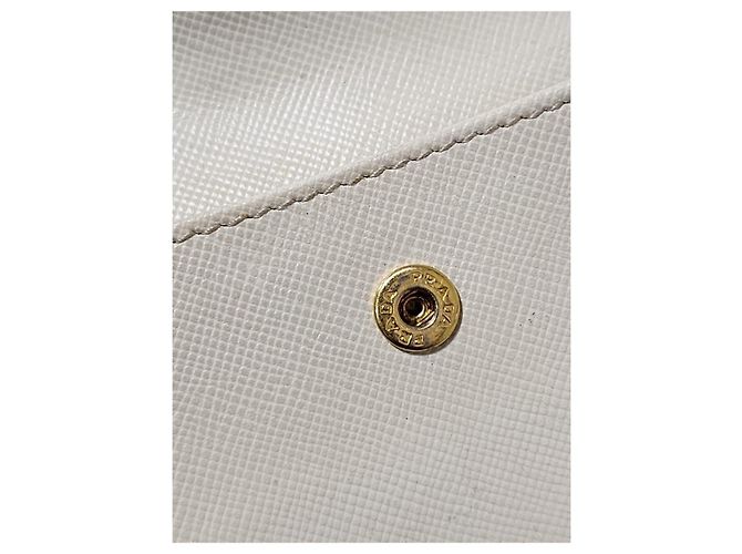 PRADA Nano Saffiano Leder Kartenhalter/Geldbörse Off-White - Ansicht 8
