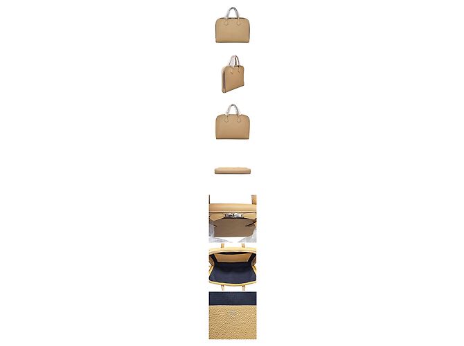 Hermès Valigetta Victoria Light Bisky Togo Silver Blu - vista 2