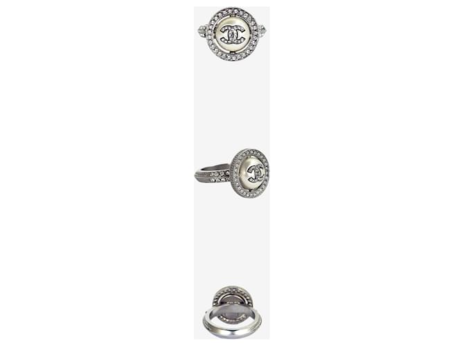 Chanel Anello Round Logo Crystal Argento - vista 2