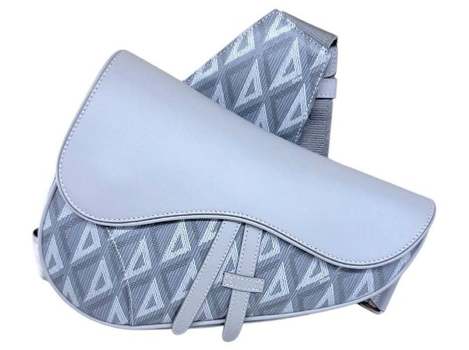 Saddle Dior Borsa a Sella da Uomo Diamond Grigia Marrone - vista 5