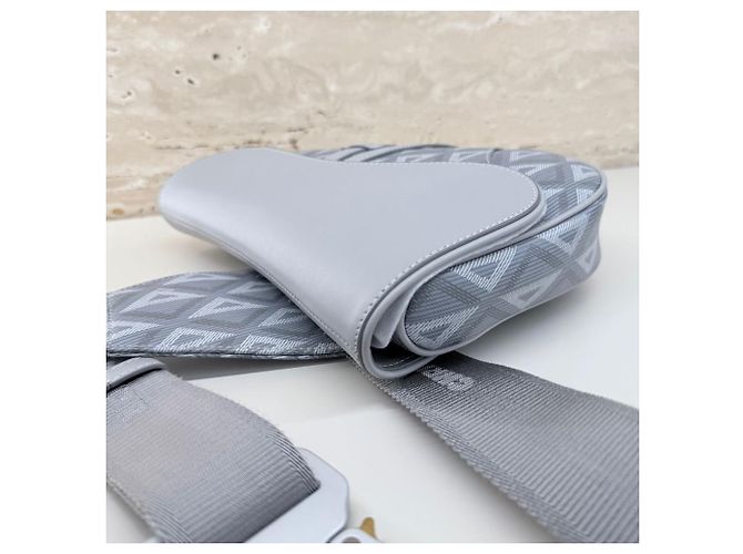 Saddle Dior Borsa a Sella da Uomo Diamond Grigia Marrone - vista 8