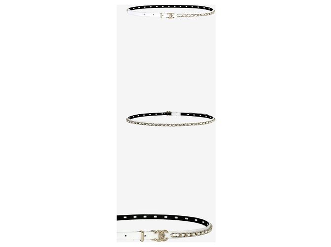 Chanel Ledergürtel mit goldener Kette für Damen - Ansicht 2