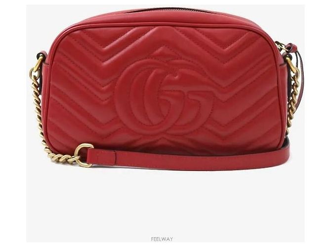 Gucci Borsa a tracolla Marmont Matelassé Rossa con finiture dorate Rosso - vista 3