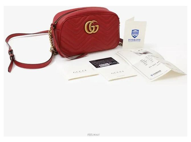 Gucci Borsa a tracolla Marmont Matelassé Rossa con finiture dorate Rosso - vista 8