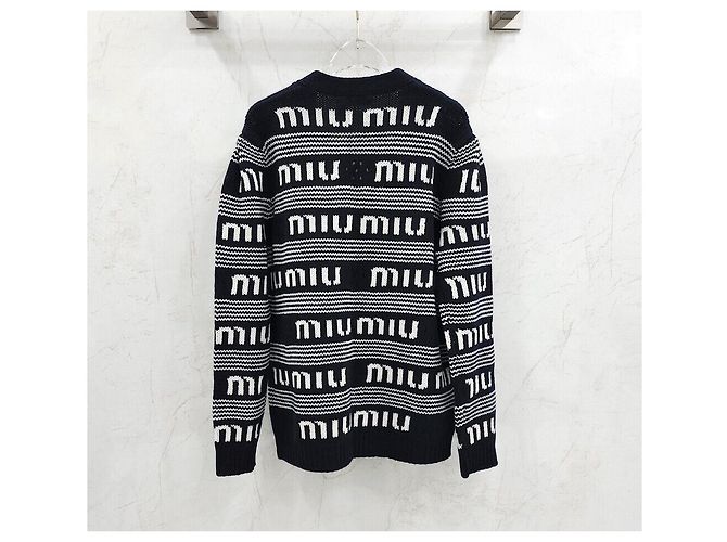 Miu Miu Cashmere-Cardigan mit Logo-Streifen Silber - Ansicht 2