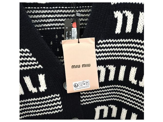 Miu Miu Cashmere-Cardigan mit Logo-Streifen Silber - Ansicht 4
