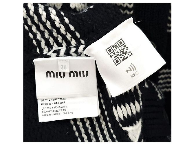 Miu Miu Cashmere-Cardigan mit Logo-Streifen Silber - Ansicht 6