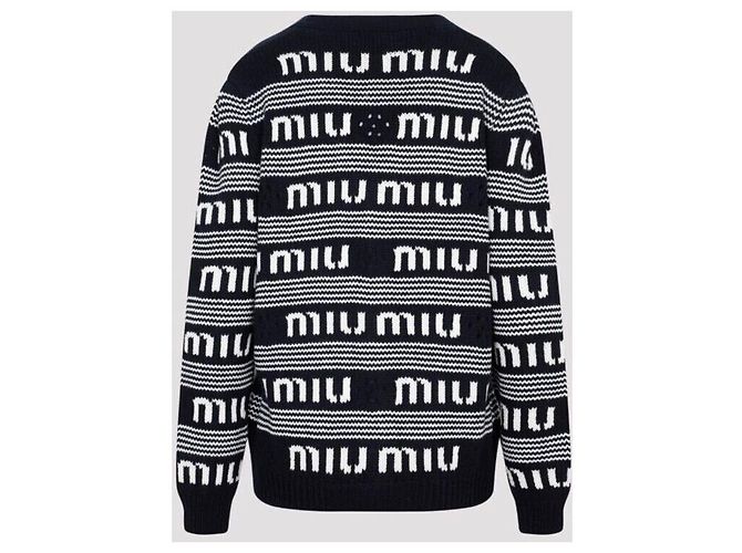 Miu Miu Cashmere-Cardigan mit Logo-Streifen Silber - Ansicht 8