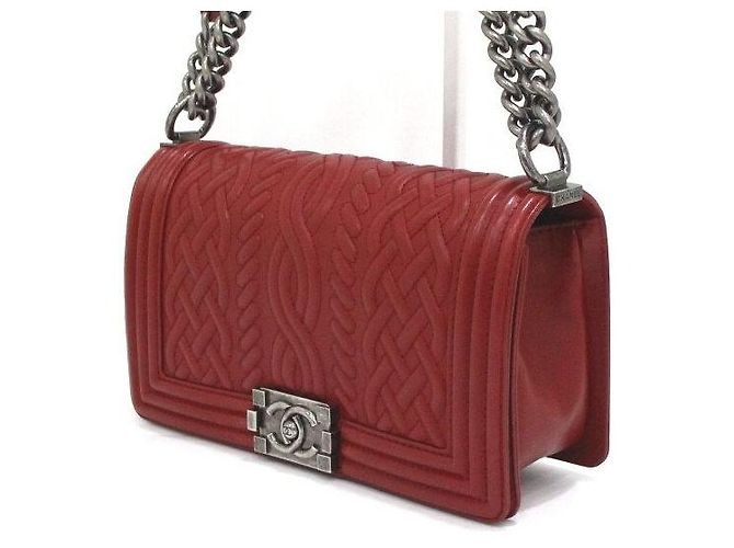 Chanel Medium Flap Schultertasche Saisonale Limited Edition Silberne Kette Rot - Ansicht 2