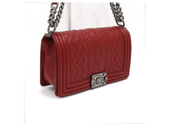Chanel Medium Flap Schultertasche Saisonale Limited Edition Silberne Kette Rot - Ansicht 3