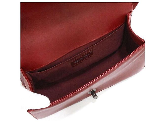 Chanel Medium Flap Schultertasche Saisonale Limited Edition Silberne Kette Rot - Ansicht 5