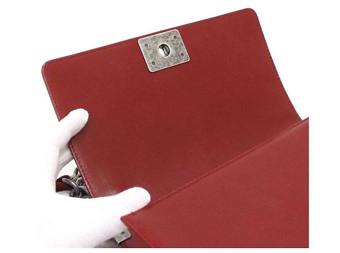 Chanel Medium Flap Schultertasche Saisonale Limited Edition Silberne Kette Rot - Ansicht 6