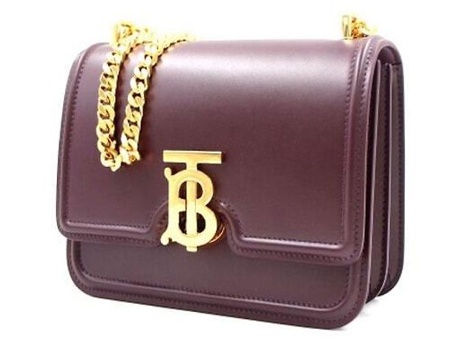 Burberry Piccola borsa a tracolla in pelle TB con catena dorata Rosso - vista 3