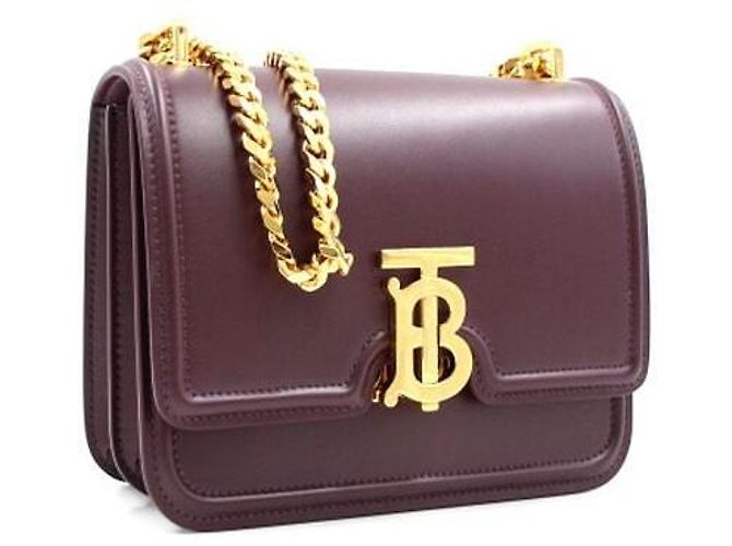 Burberry Piccola borsa a tracolla in pelle TB con catena dorata Rosso - vista 4