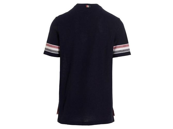 Thom Browne Trimming Textured Cotton T-Shirt - view 4