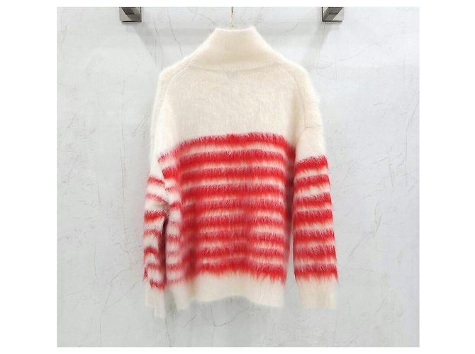 Bottega Veneta Schwerer Mohair-Strickpullover im Marinière-Stil Rot - Ansicht 2