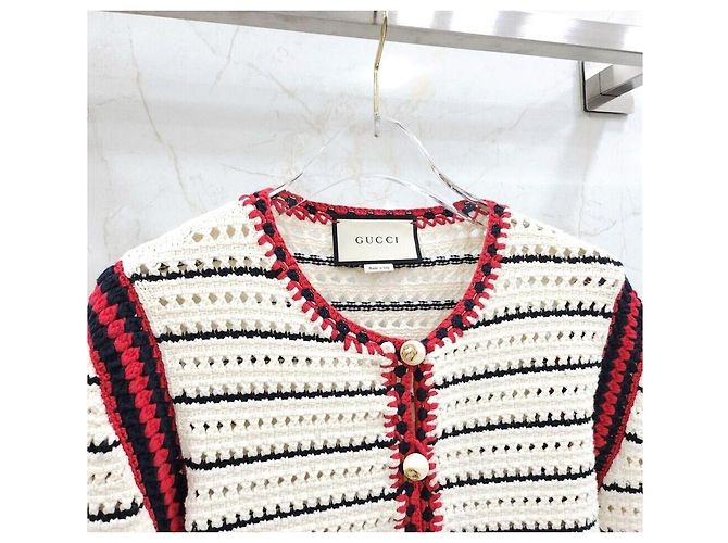 Gucci Cardigan de listras e pérolas - vista 3