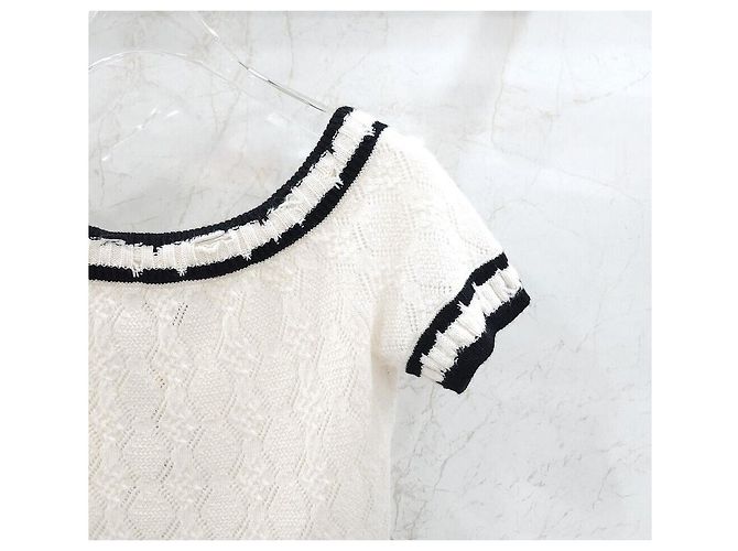 Chanel Crop Top aus Strick mit kurzen Ärmeln Silber - Ansicht 4
