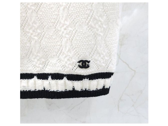 Chanel Crop Top aus Strick mit kurzen Ärmeln Silber - Ansicht 5
