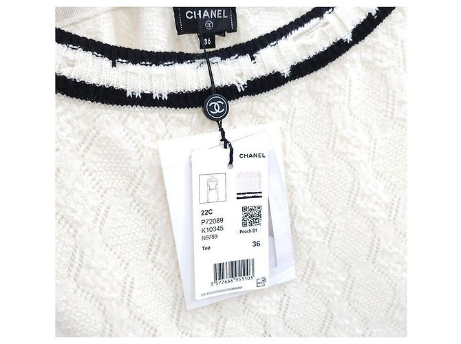 Chanel Crop Top aus Strick mit kurzen Ärmeln Silber - Ansicht 6